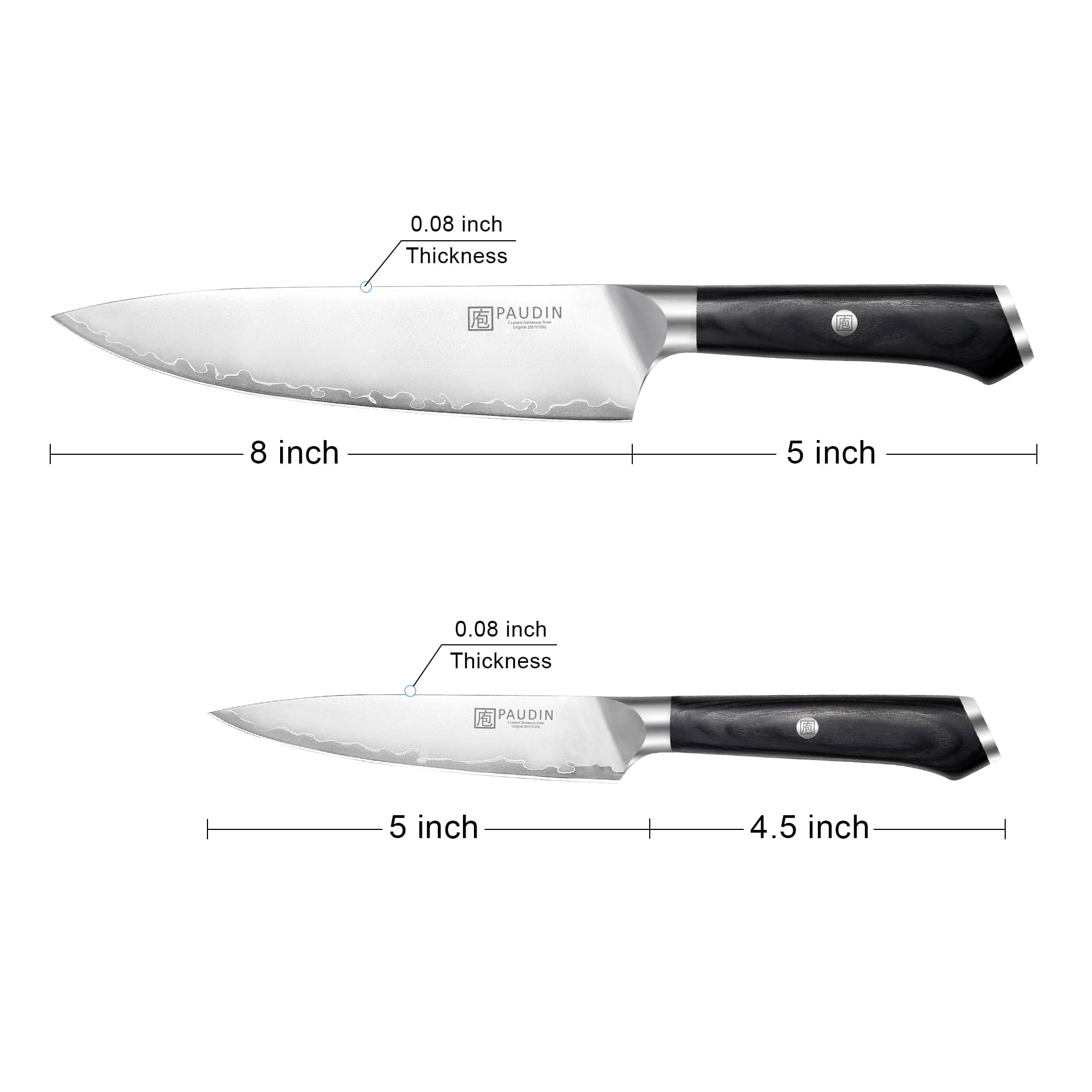 PAUDIN Artemis 2-PC Damascus Knife Set