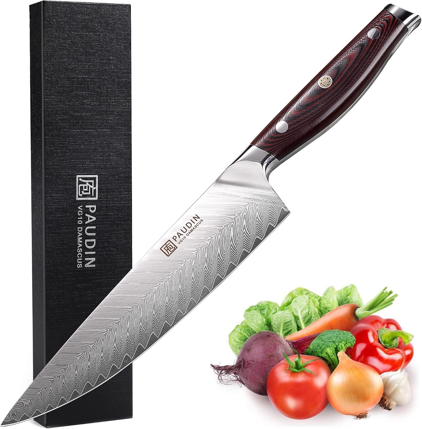 PAUDIN Plume Luxe Series | 8-Inch 67-Layer VG10 Damascus Chef’s Knife