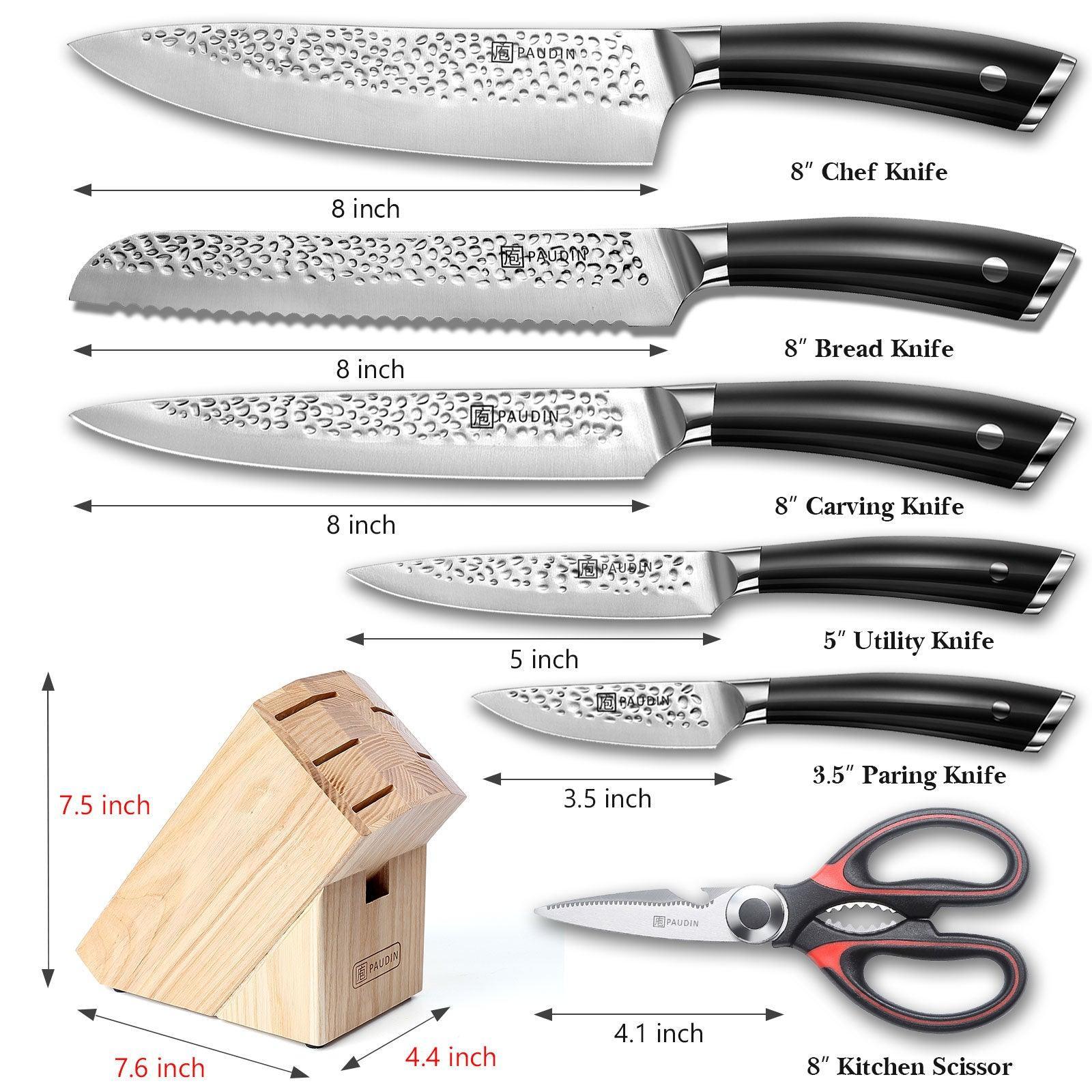 Hammered Premium 7 - PC Knife Block Set - Paudin Store