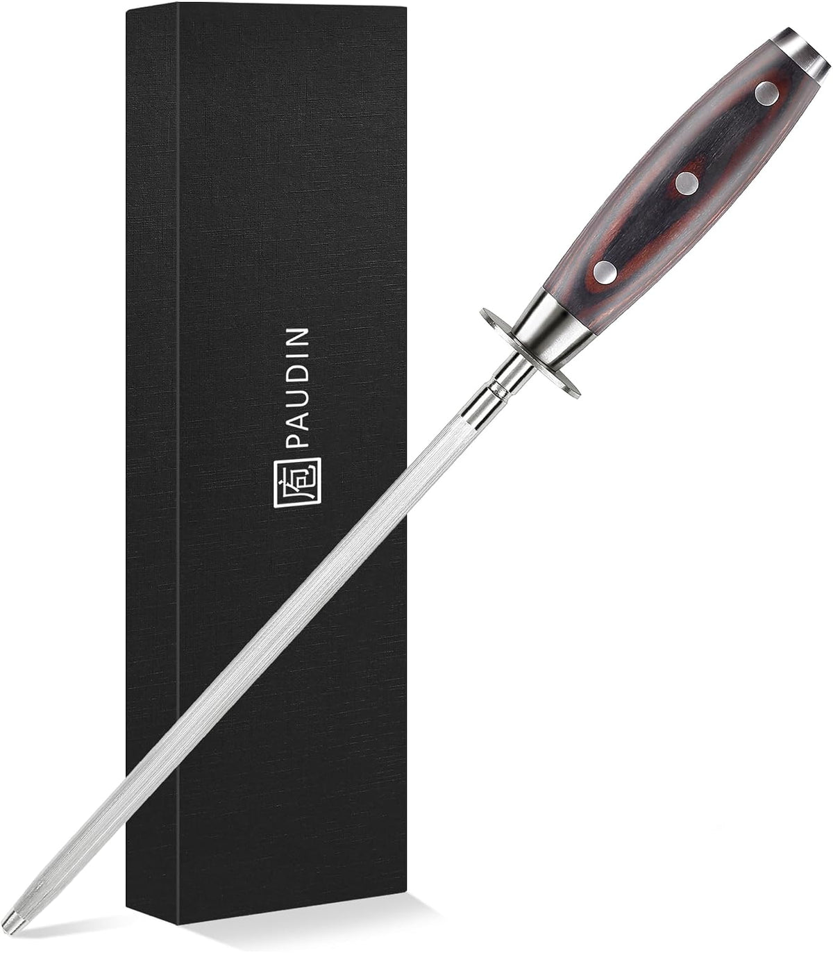 PAUDIN KS3 Honing Steel 10", Professional Knife Sharpening Rod for Kitchen Knives