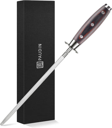PAUDIN KS3 Honing Steel 10", Professional Knife Sharpening Rod for Kitchen Knives