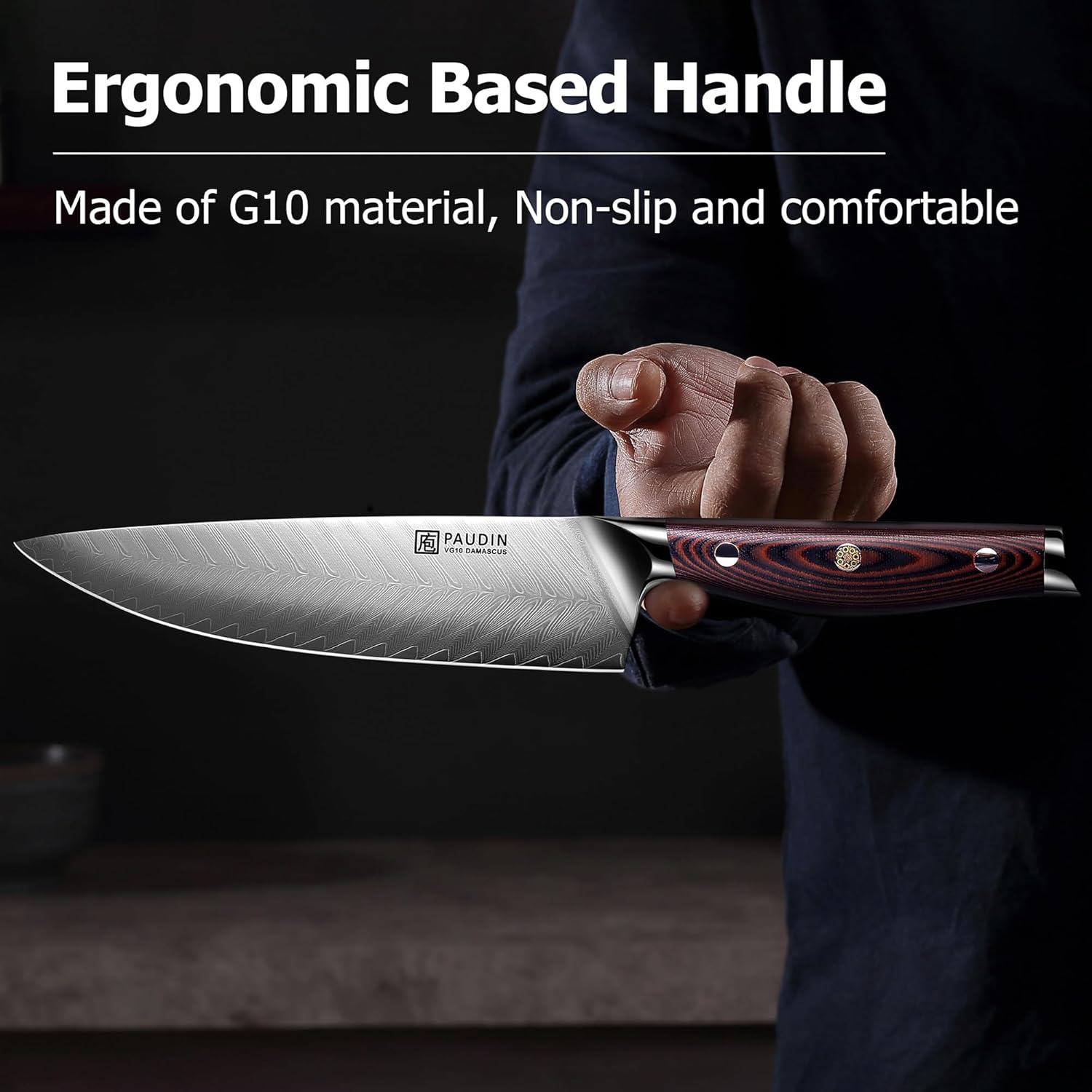PAUDIN Plume Luxe Series | 8-Inch 67-Layer VG10 Damascus Chef’s Knife