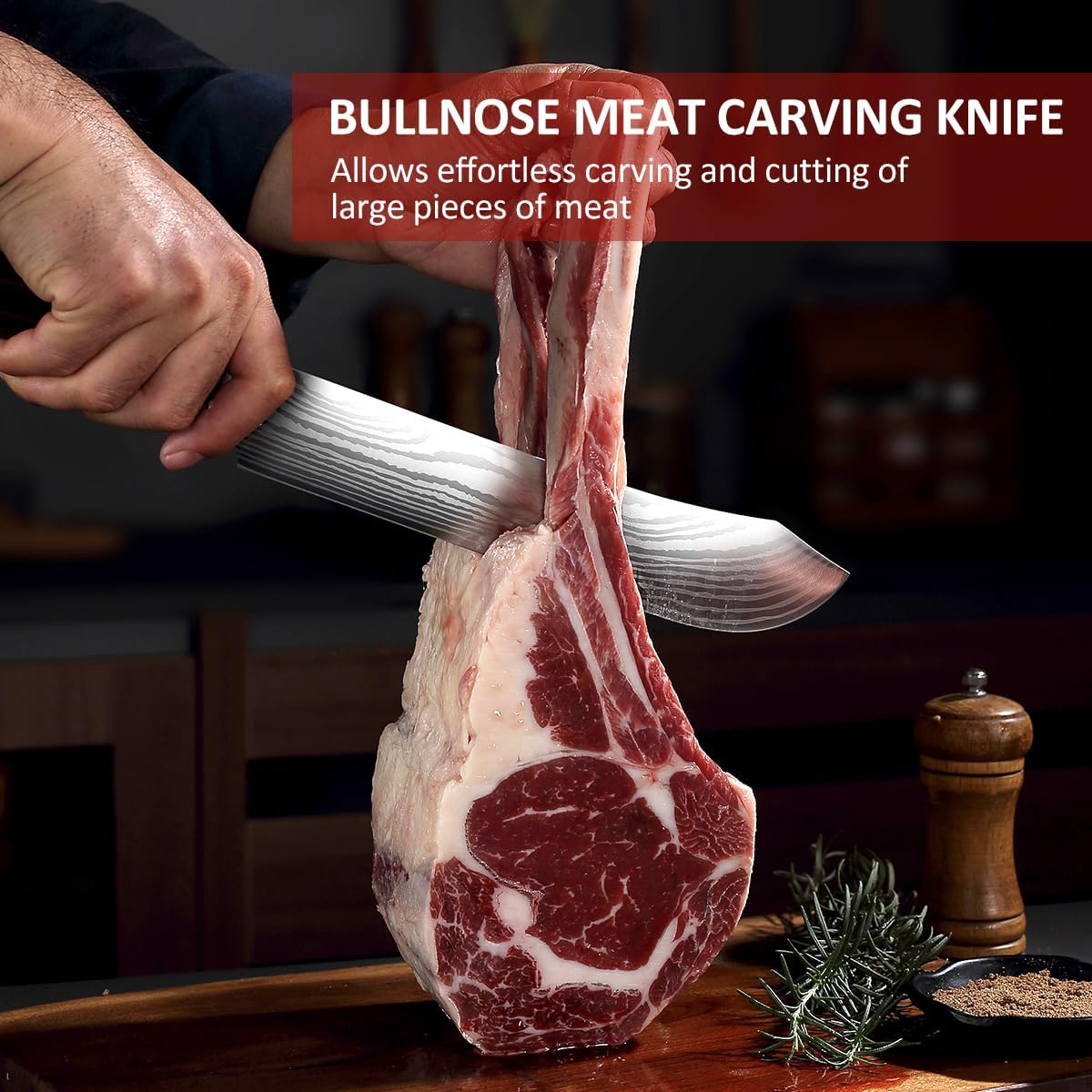 PAUDIN 10″ Bullnose Brisket Knife – Forged German Steel, Ultra Sharp Butcher Knife for BBQ & Meat Slicing - Paudin Store