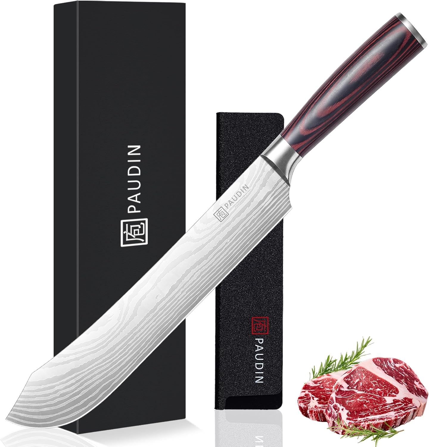 PAUDIN 10″ Bullnose Brisket Knife – Forged German Steel, Ultra Sharp Butcher Knife for BBQ & Meat Slicing - Paudin Store