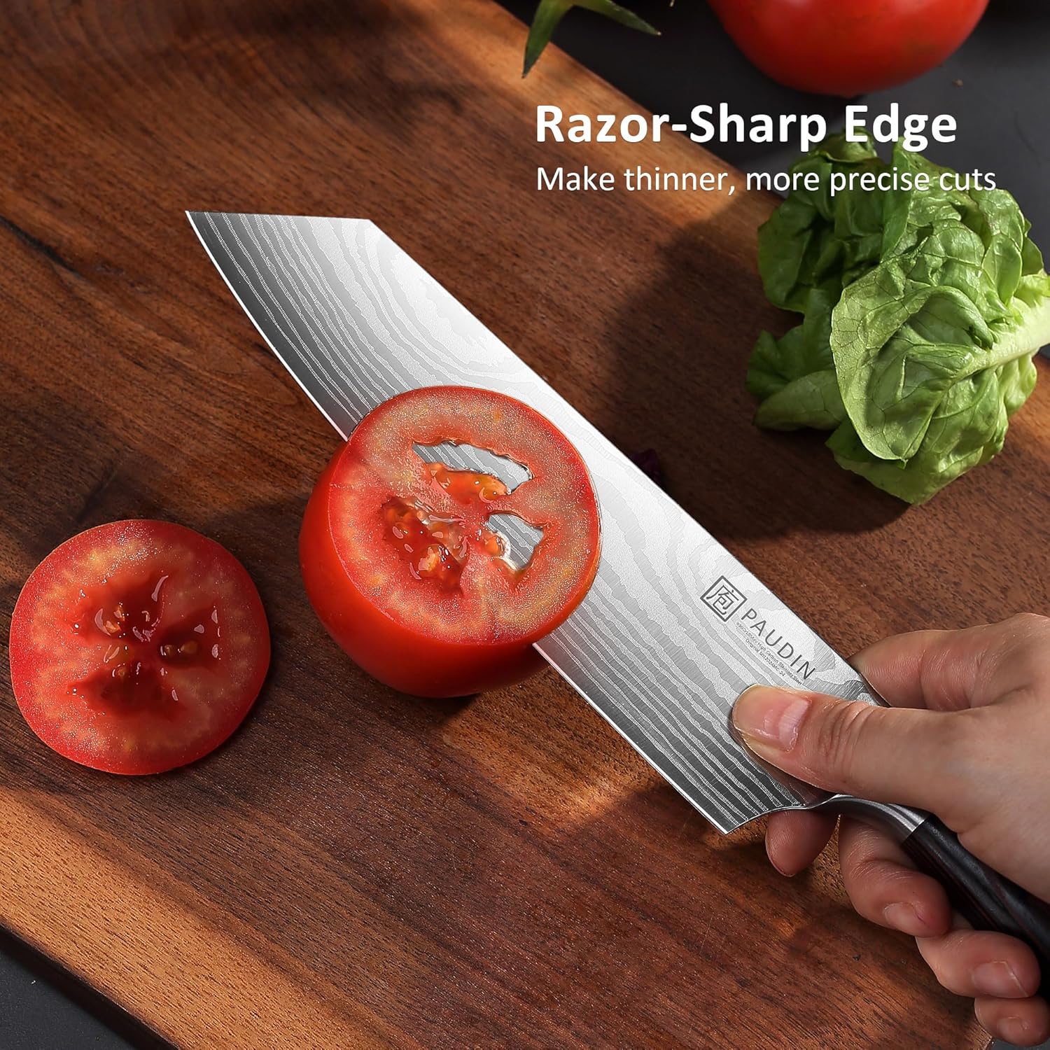 PAUDIN Universal Classic 8” Chef Knife - High Carbon Steel, Santoku, Pakkawood Handle, Gift Box" - Paudin Store