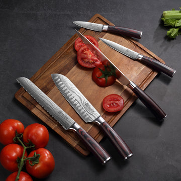 Paudin Universal Classic knife set with Damascus pattern blades