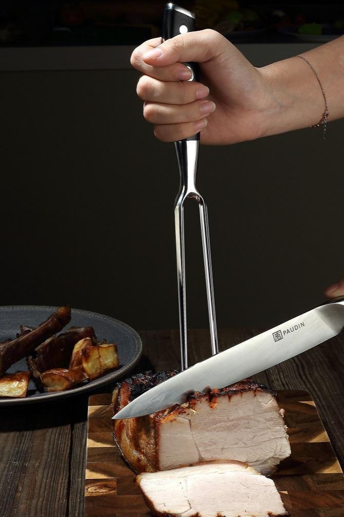 Ultra Dark Premium 8" Carving Knife and Fork Set - Paudin Store